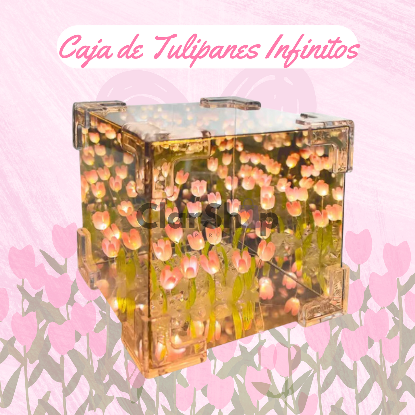 CUBO DE TULIPANES INFINITOS - PACK ARMADO + EXTRAS