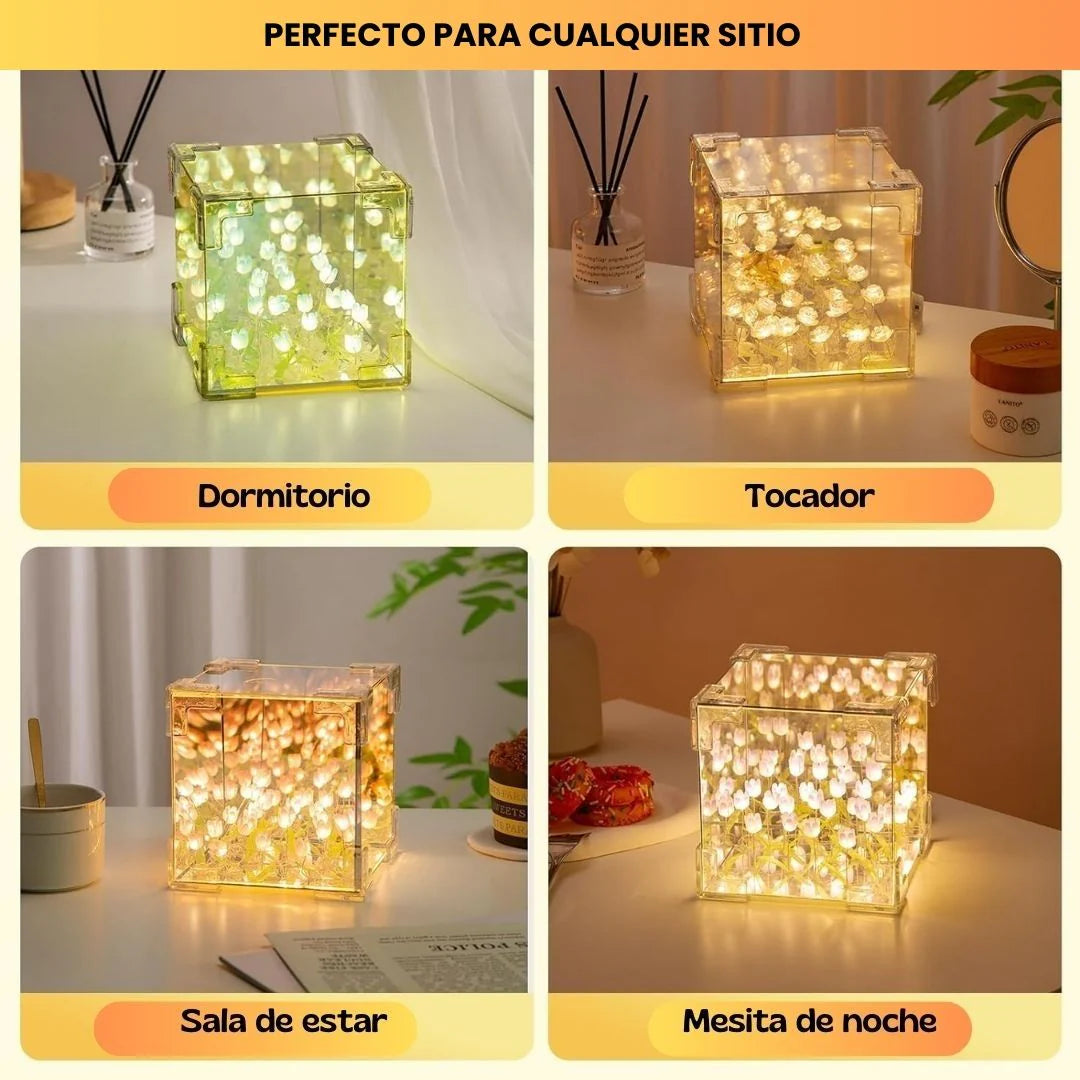 CUBO DE TULIPANES INFINITOS - PACK ARMADO + EXTRAS